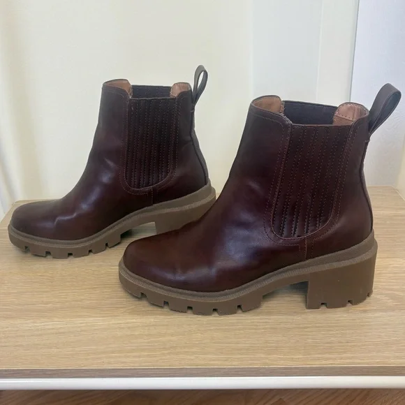 Women's Brown Faux Leather Ankle Boots - Picture 3 of 5